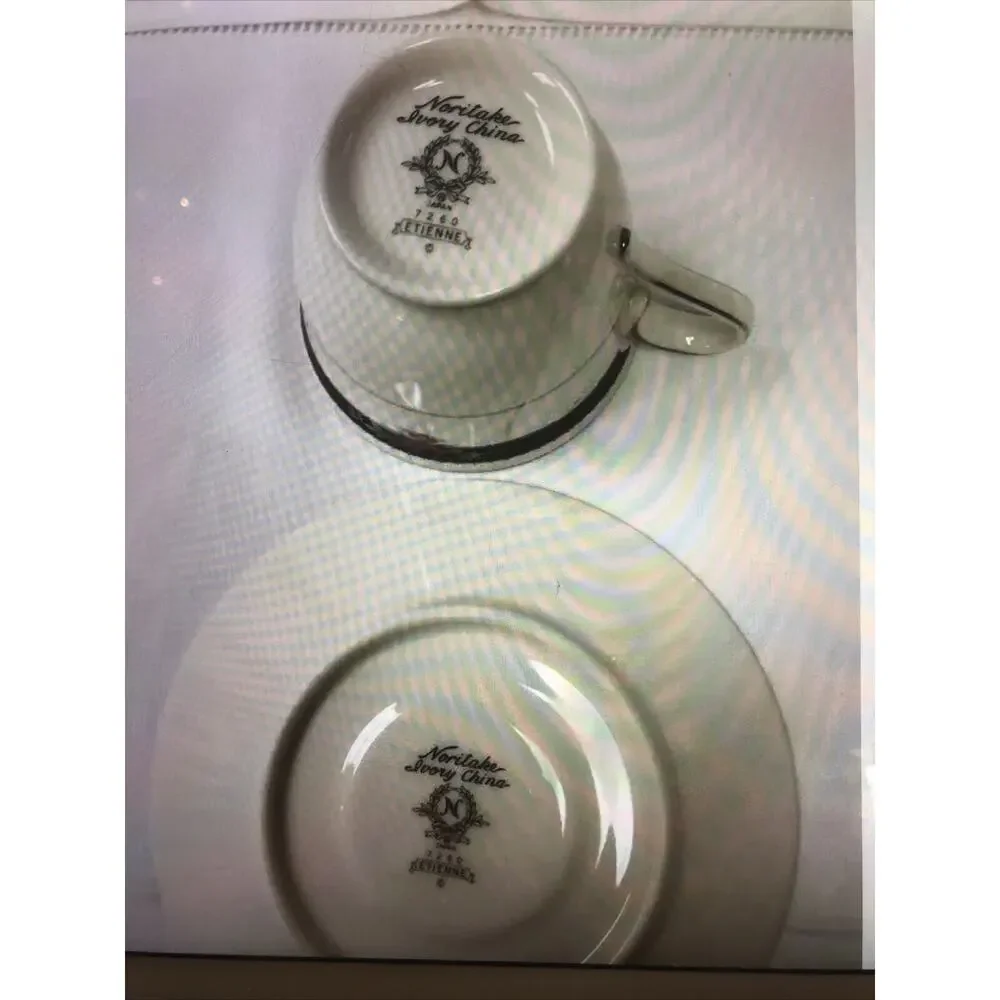 Noritake Ivory China ETIENNE Pattern Cup & Saucer Set Made In Japan 6 available